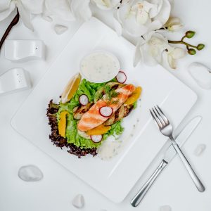 Salmon Nicoise salad
